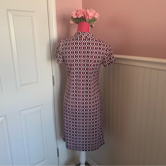 Red/Black/White Checked Knee Length DKNY Shift Dress, size S - Picture 6 of 8